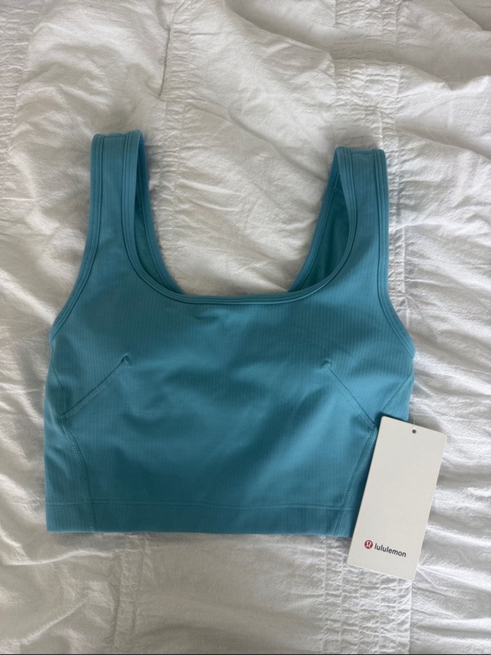 lululemon athletica Teal Ribbed Scoop-Front Sports Bra